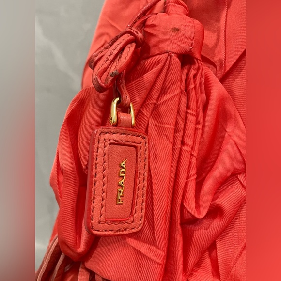 PRADA CORAL HANDBAG W14”x H9”x D6” - Picture 9 of 17